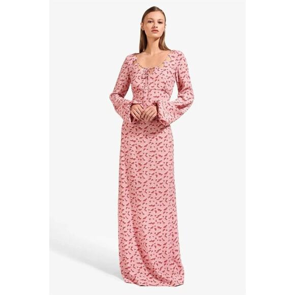 STAUD Mushroom Print Long Sleeve Maxi  Dress 10 - Picture 5 of 14